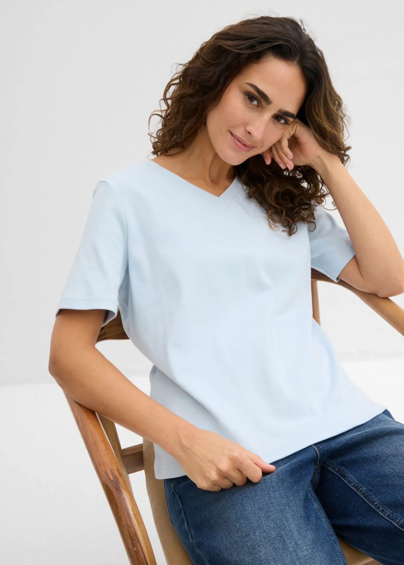 bonprix bonprix Básicos|Camisetas>Camiseta de punto grueso de algodón orgánico puro (2 unidades) azul pálido-azul marino