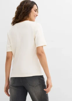 Mujer bonprix bonprix Camiseta de punto grueso de algodón orgánico puro (2 unidades)