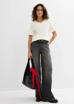 Mujer bonprix bonprix Camiseta de punto grueso de algodón orgánico puro (2 unidades)