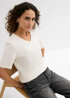 Mujer bonprix bonprix Camiseta de punto grueso de algodón orgánico puro (2 unidades)