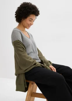 Mujer bonprix bonprix Camiseta de punto grueso de algodón orgánico puro con mangas 3/4