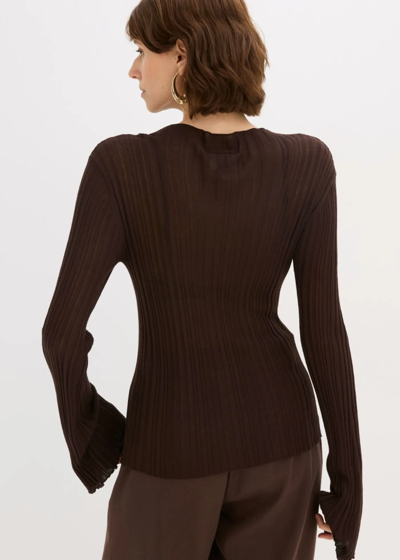 bonprix bonprix Camisetas|Ropa De Punto>Camiseta de punto semitransparente Marrón oscuro