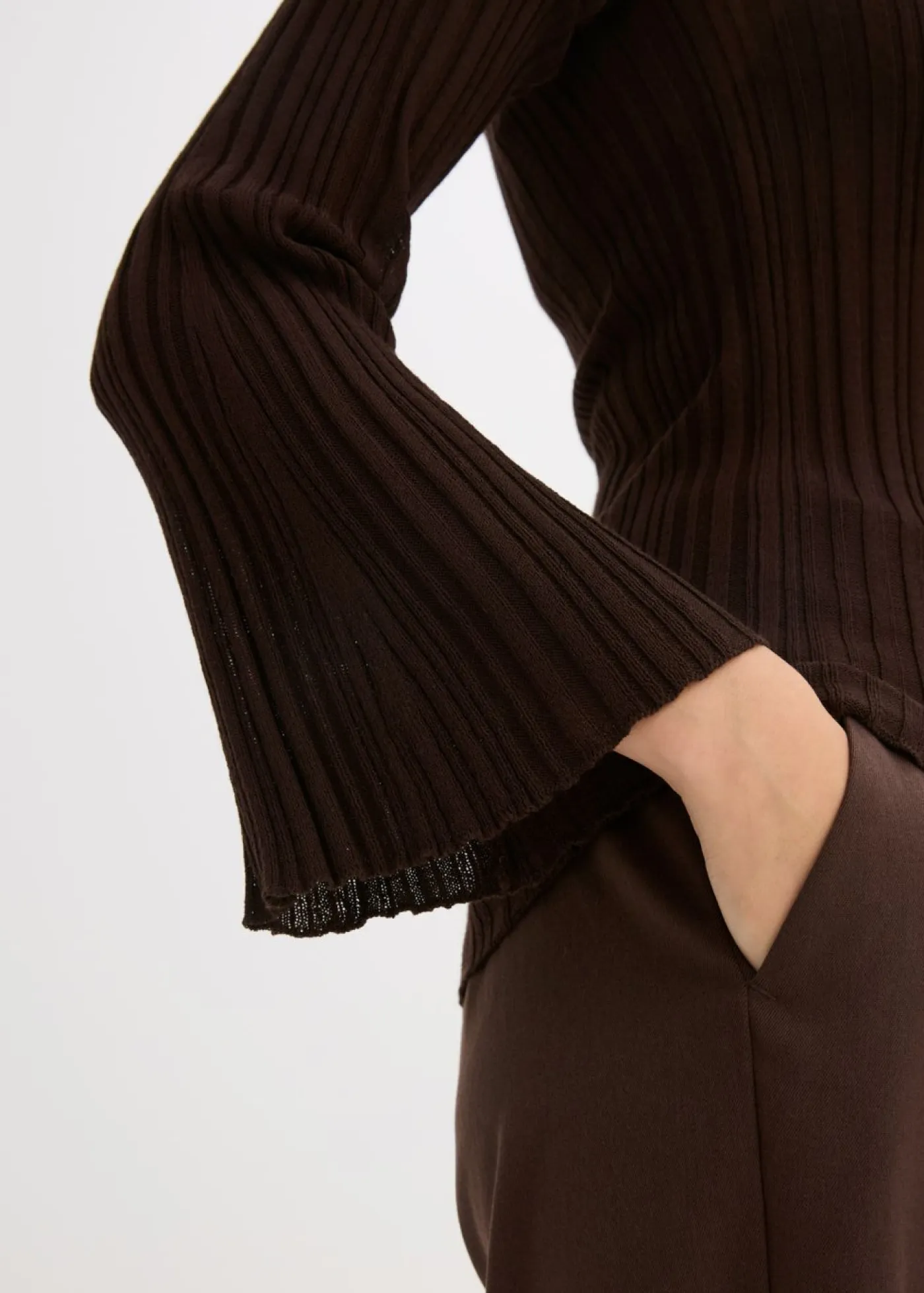 bonprix bonprix Camisetas|Ropa De Punto>Camiseta de punto semitransparente Marrón oscuro