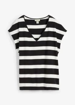 bonprix bonprix Camisetas|Novedades>Camiseta de rayas negro-blanco lana con rayas