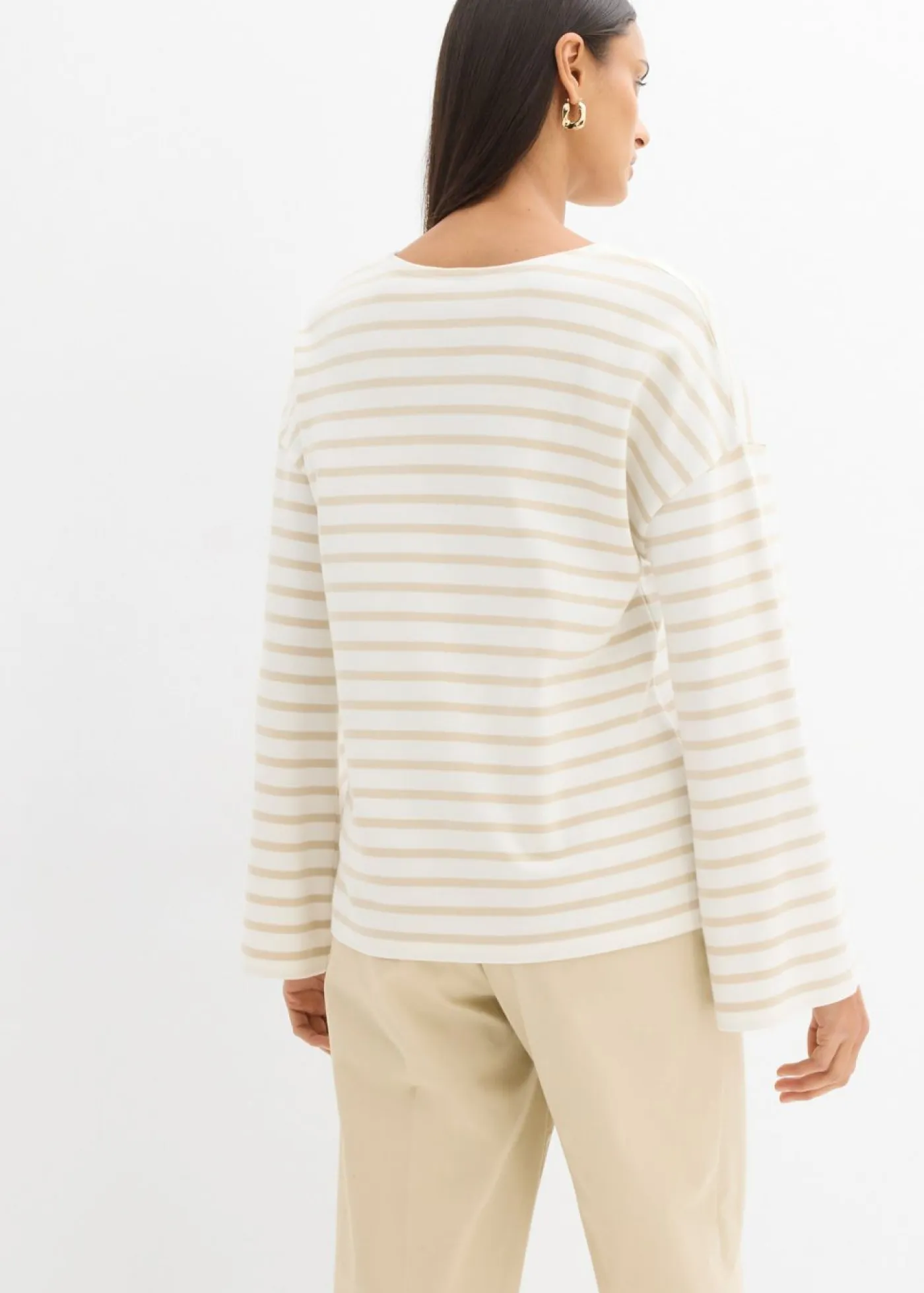 Mujer bonprix bonprix Camiseta de rayas de algodón orgánico con manga larga