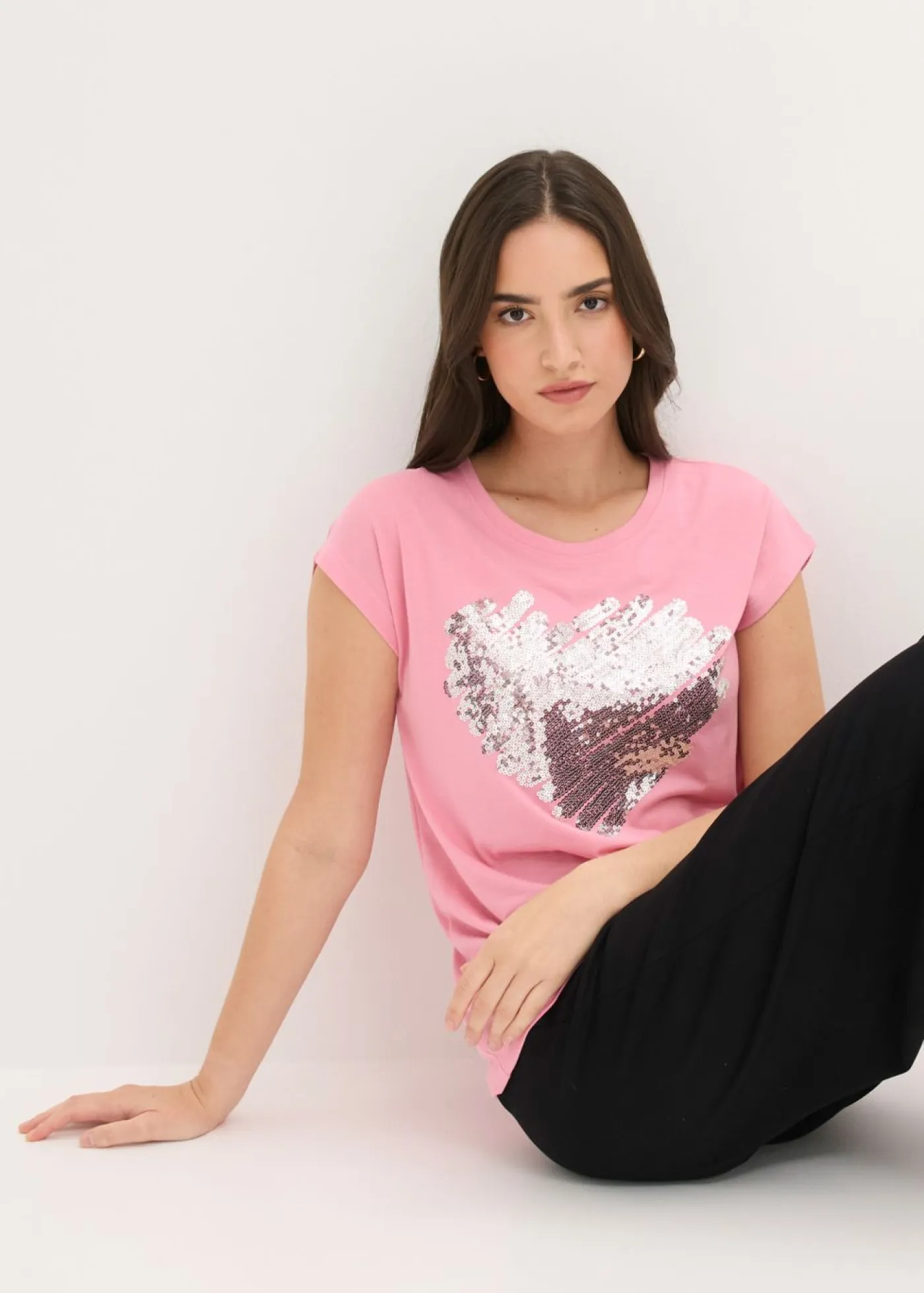bonprix bonprix Camisetas>Camiseta de suave mezcla de viscosa Rosa estampado