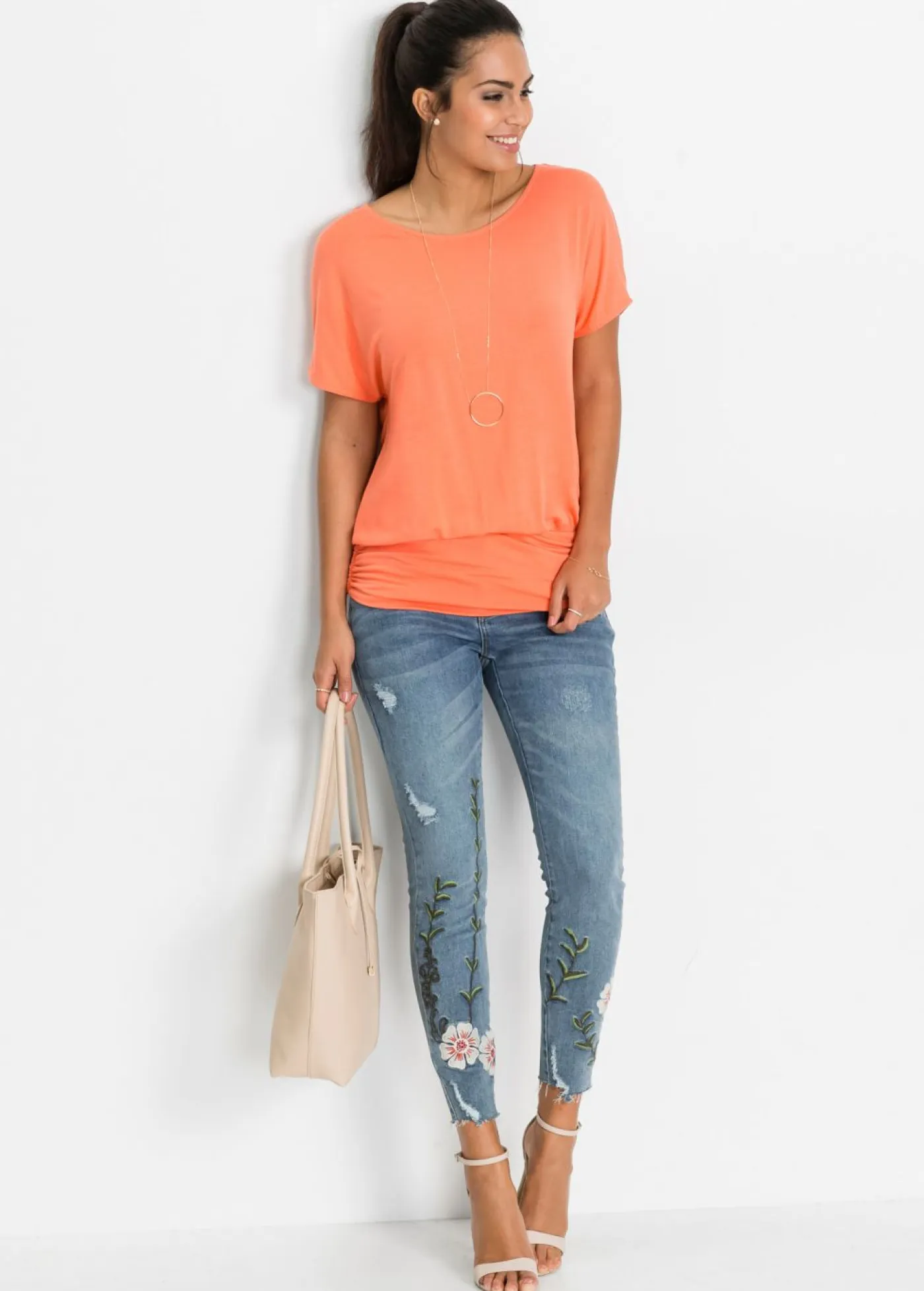 bonprix bonprix Camisetas>Camiseta de suave mezcla de viscosa salmón