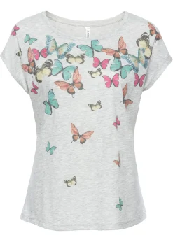 bonprix bonprix Camisetas>Camiseta de suave mezcla de viscosa Gris jaspeado