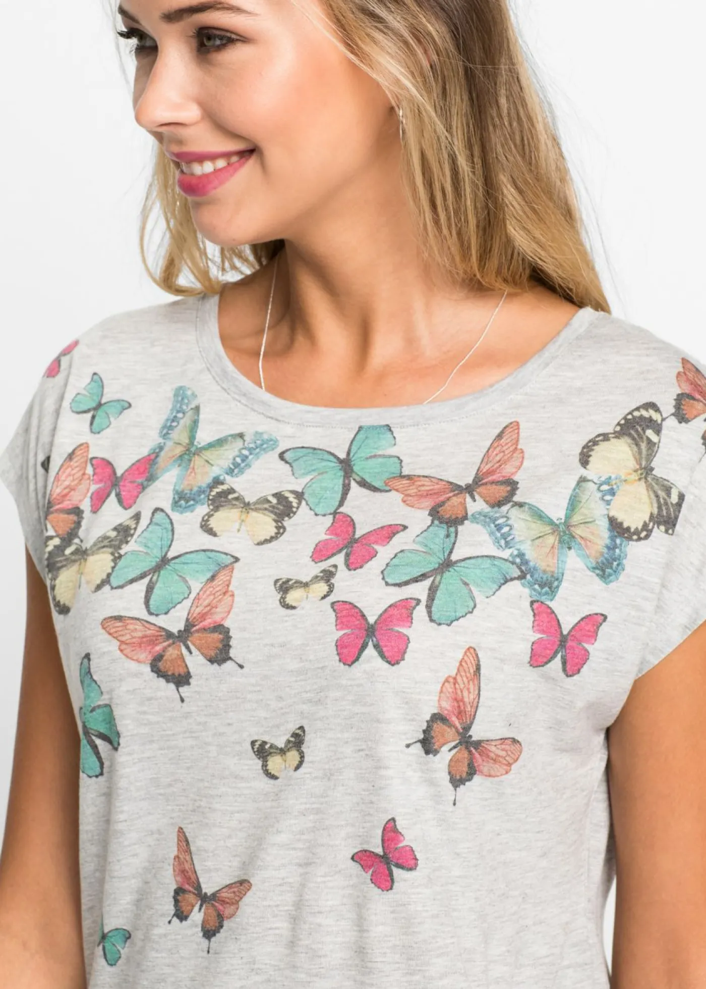 bonprix bonprix Camisetas>Camiseta de suave mezcla de viscosa Gris jaspeado