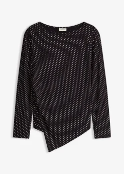 bonprix bonprix Camisetas>Camiseta de suave mezcla de viscosa negro-blanco lana topos