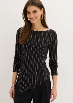 bonprix bonprix Camisetas>Camiseta de suave mezcla de viscosa negro-blanco lana topos