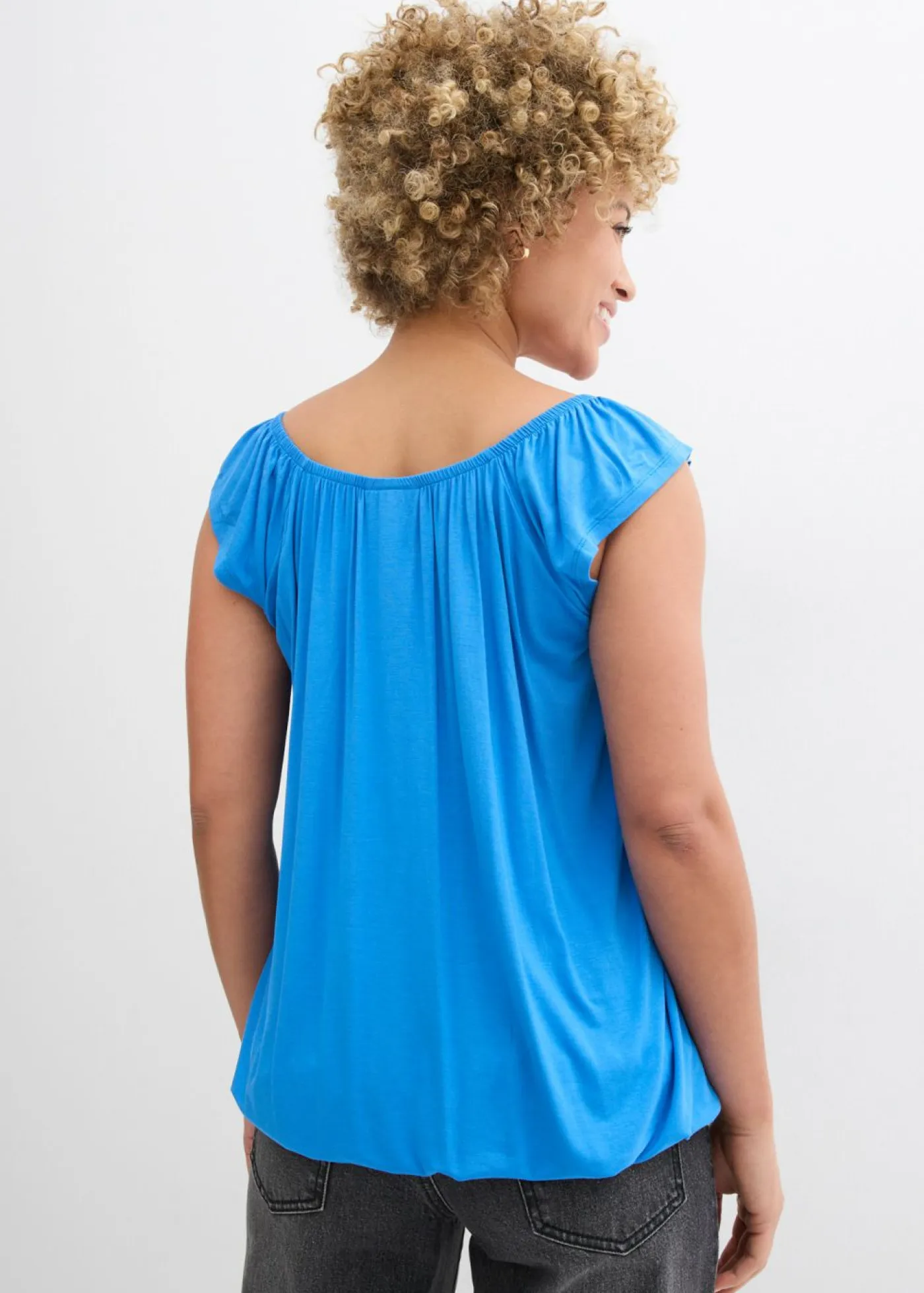 bonprix bonprix Camisetas>Camiseta de suave mezcla de viscosa azul glaciar