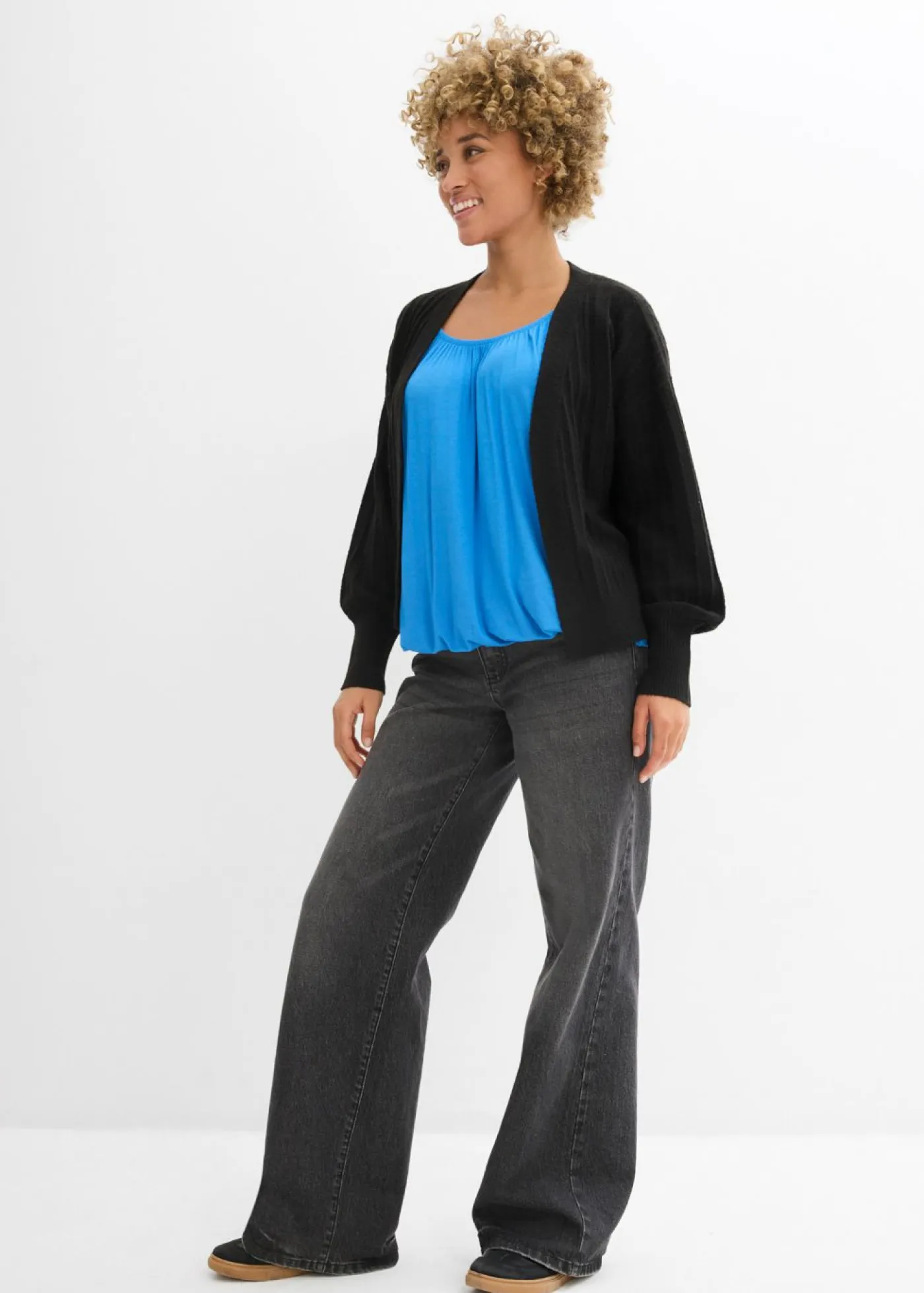 bonprix bonprix Camisetas>Camiseta de suave mezcla de viscosa azul glaciar