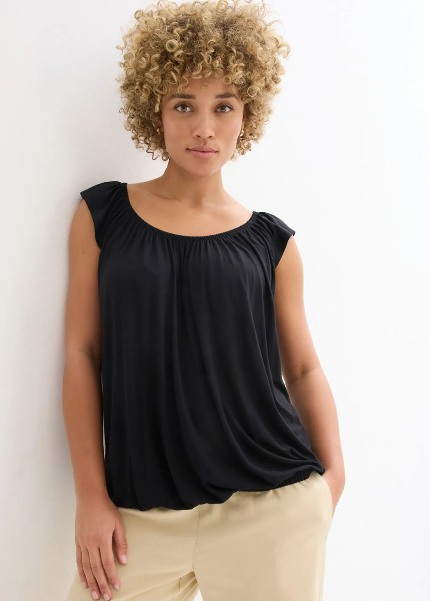 bonprix bonprix Camisetas>Camiseta de suave mezcla de viscosa Negro