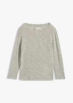 bonprix bonprix Camisetas>Camiseta de suave mezcla de viscosa Blanco lana/negro a cuadros