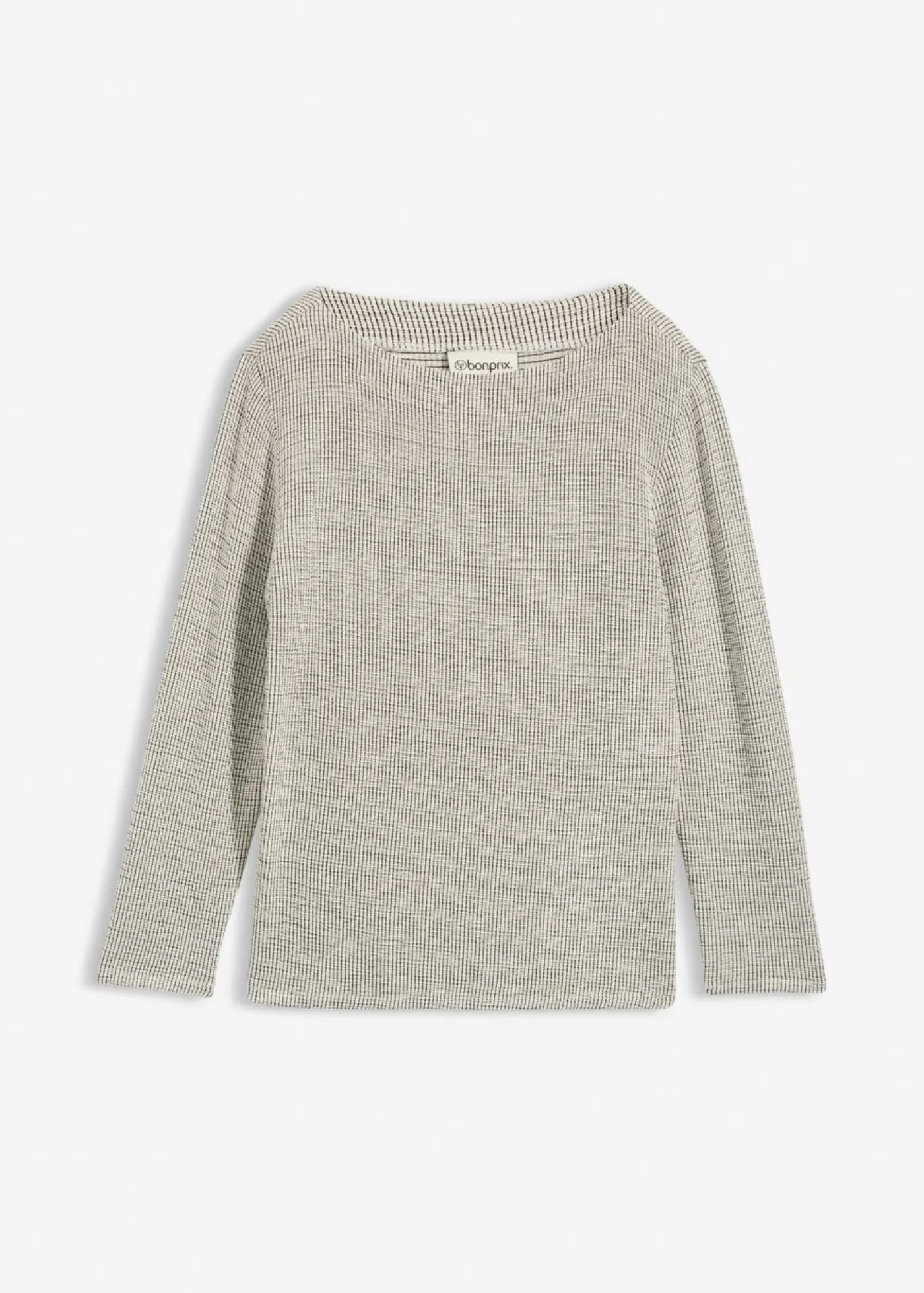 bonprix bonprix Camisetas>Camiseta de suave mezcla de viscosa Blanco lana/negro a cuadros