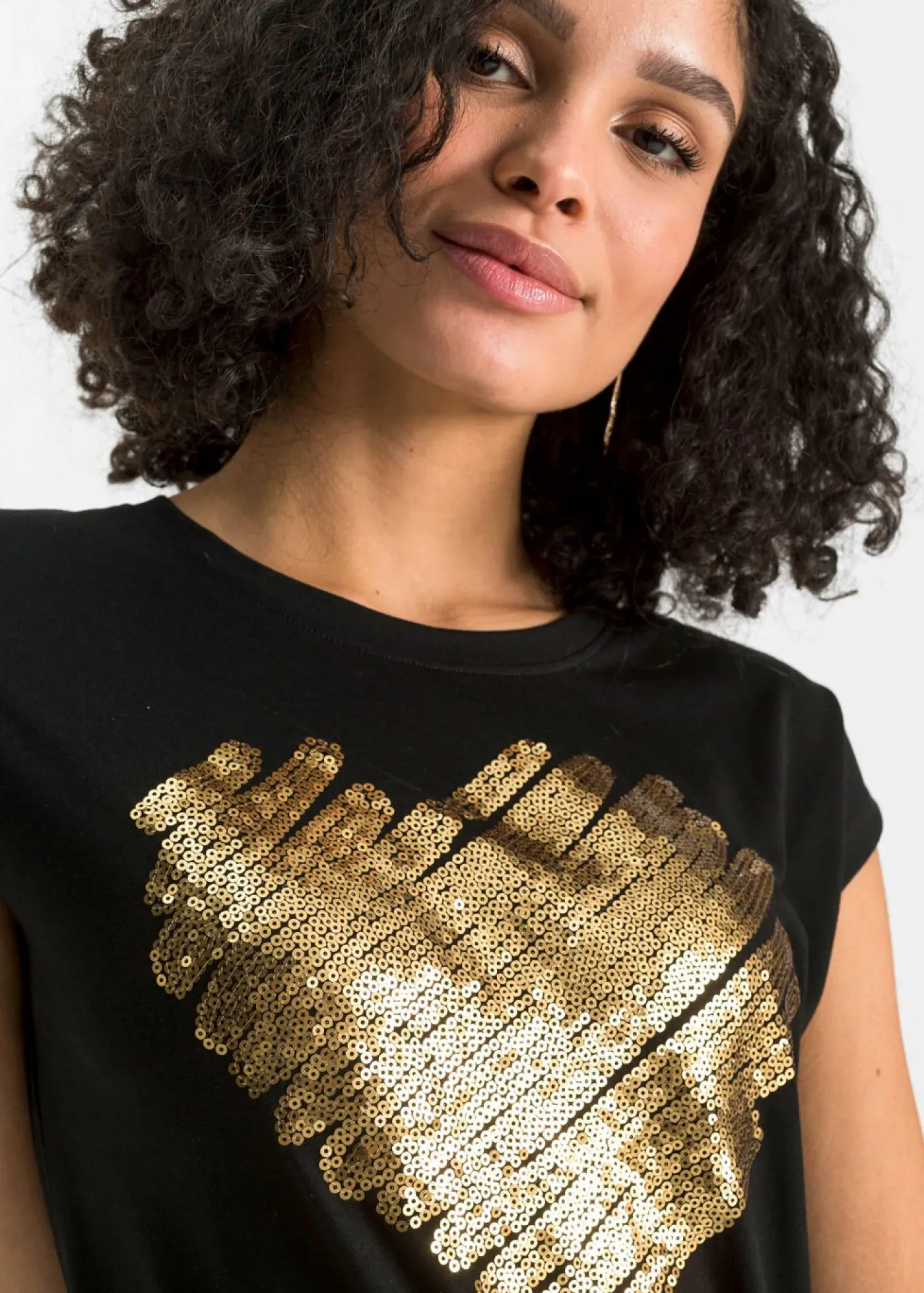 bonprix bonprix Camisetas>Camiseta de suave mezcla de viscosa Negro estampado