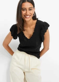 bonprix bonprix Camisetas|Ropa De Punto>Camiseta de suave mezcla de viscosa Negro