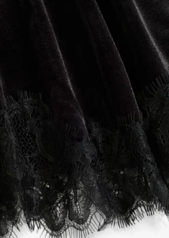 bonprix bonprix Camisetas>Camiseta de terciopelo con encaje Negro