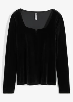 bonprix bonprix Camisetas>Camiseta de terciopelo suave Negro