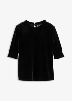 bonprix bonprix Camisetas>Camiseta de terciopelo suave Negro