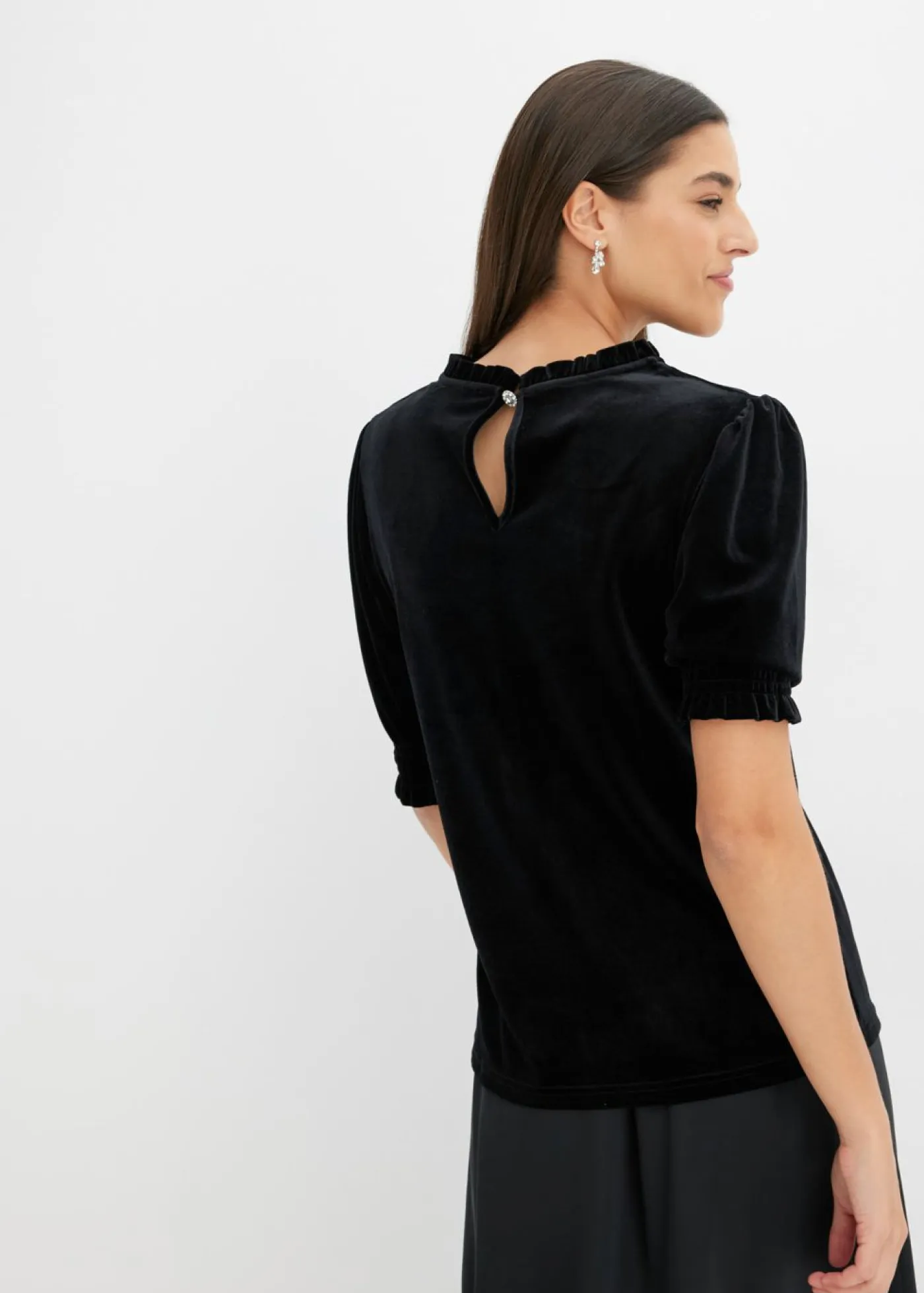 bonprix bonprix Camisetas>Camiseta de terciopelo suave Negro