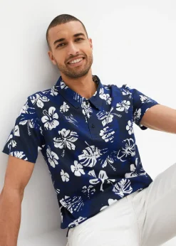 bonprix bonprix Camisetas Y Polos>Camiseta de tipo polo azul marino con flores