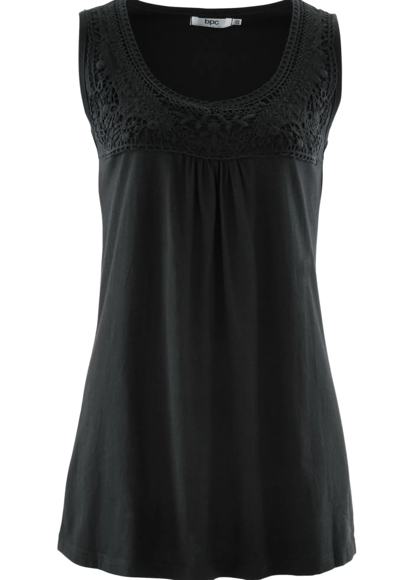 bonprix bonprix Camisetas>Camiseta de tirantes con crochet en la parte delantera Negro