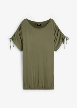 bonprix bonprix Camisetas>Camiseta de viscosa fluida Verde oliva