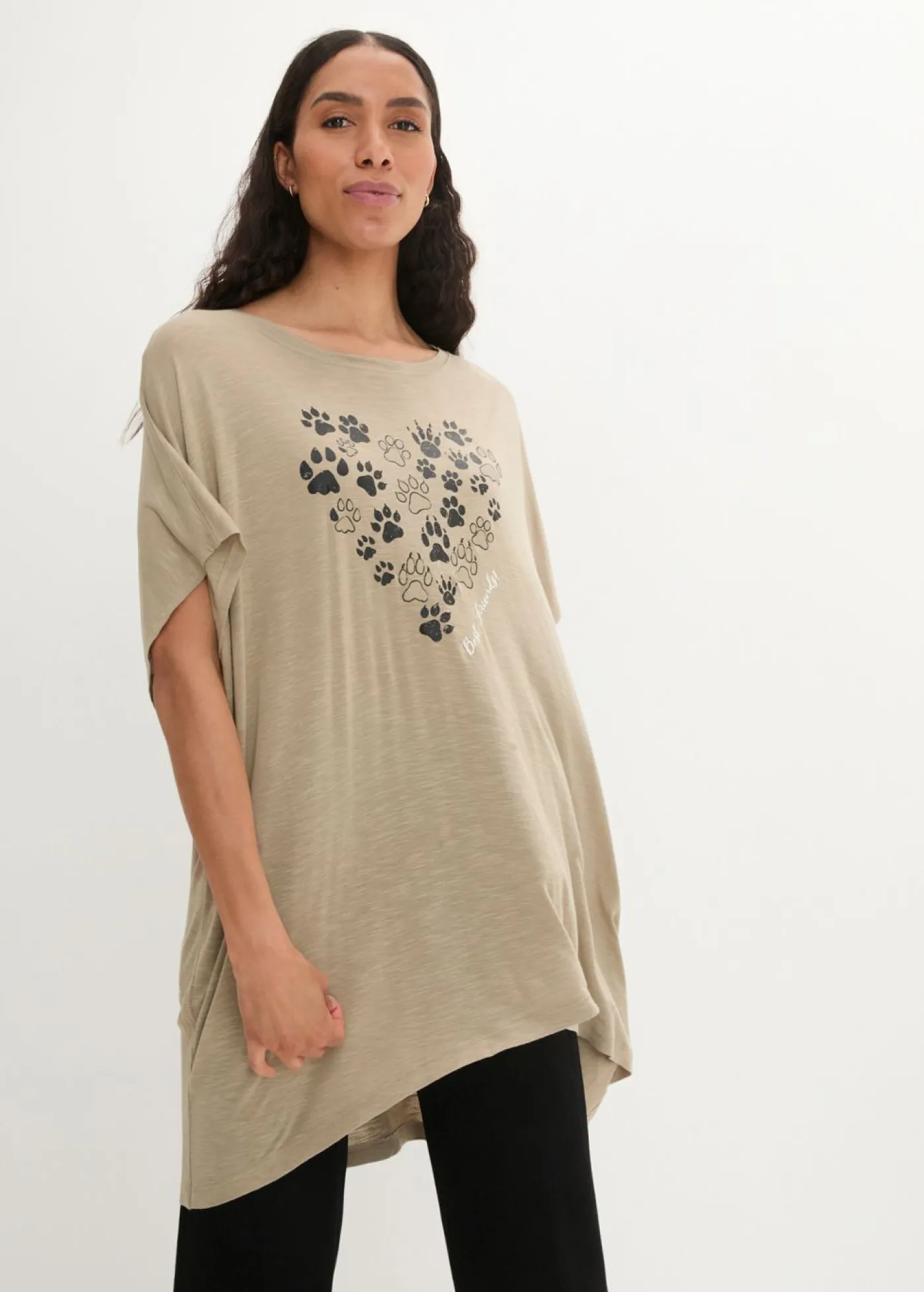 bonprix bonprix Camisetas>Camiseta de viscosa fluida Caqui nuevo