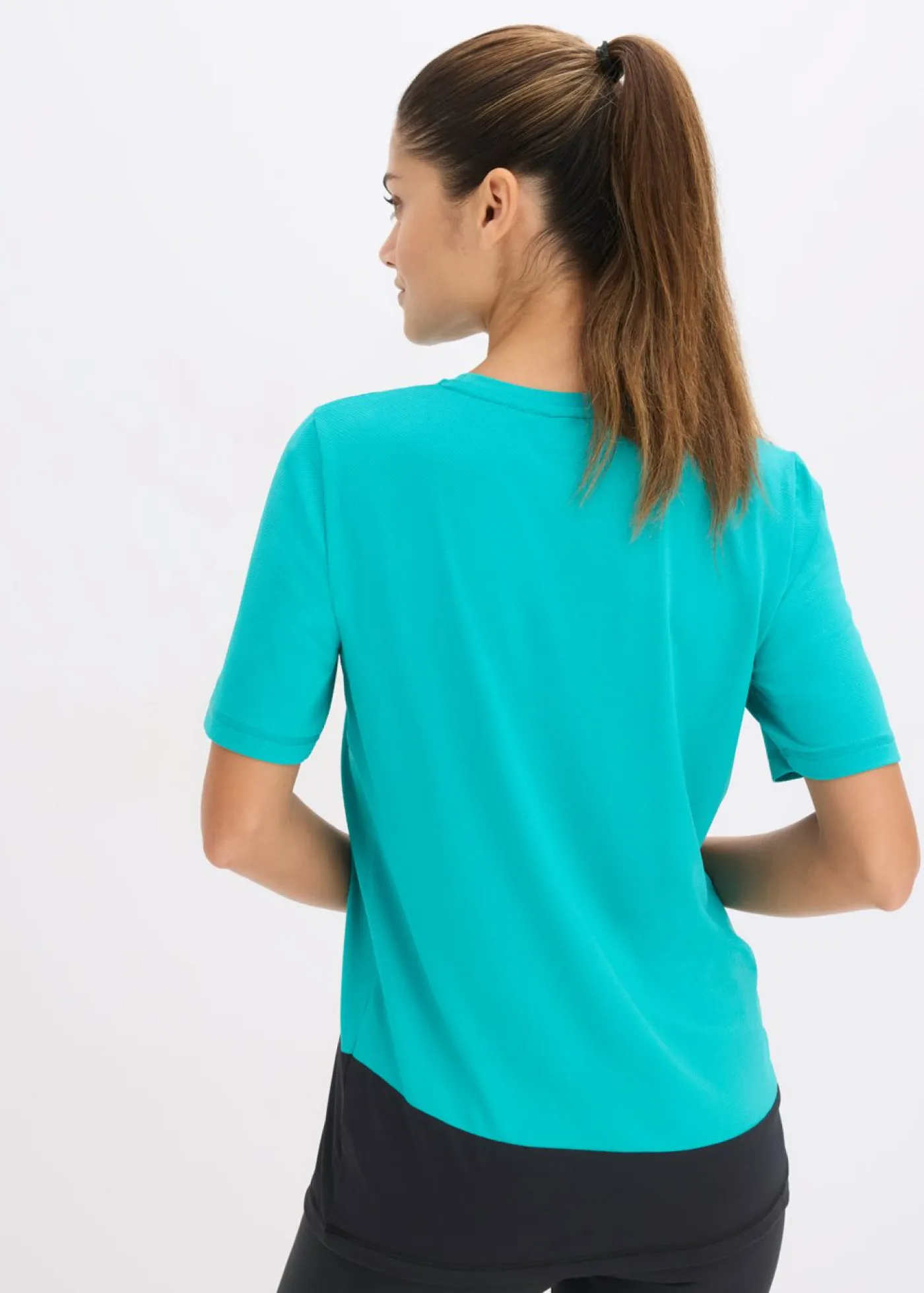 bonprix bonprix Ropa Deportiva|Camisetas>Camiseta deportiva con aspecto estructurado Esmeralda-negro