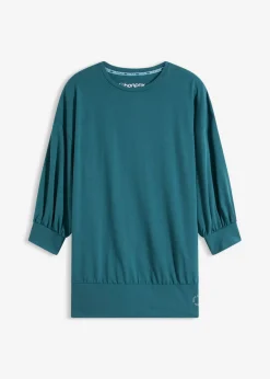 bonprix bonprix Ropa Deportiva|Camisetas>Camiseta deportiva con corte holgado, mangas ¾ y material de secado rápido Verde petróleo