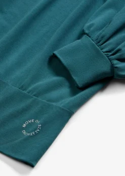 bonprix bonprix Ropa Deportiva|Camisetas>Camiseta deportiva con corte holgado, mangas ¾ y material de secado rápido Verde petróleo