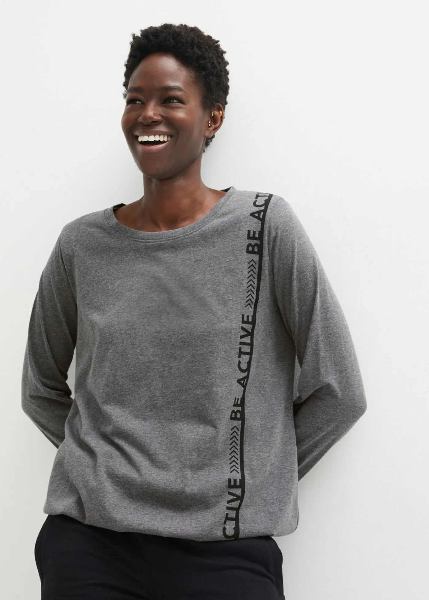 bonprix bonprix Camisetas>Camiseta deportiva holgada Gris jaspeado