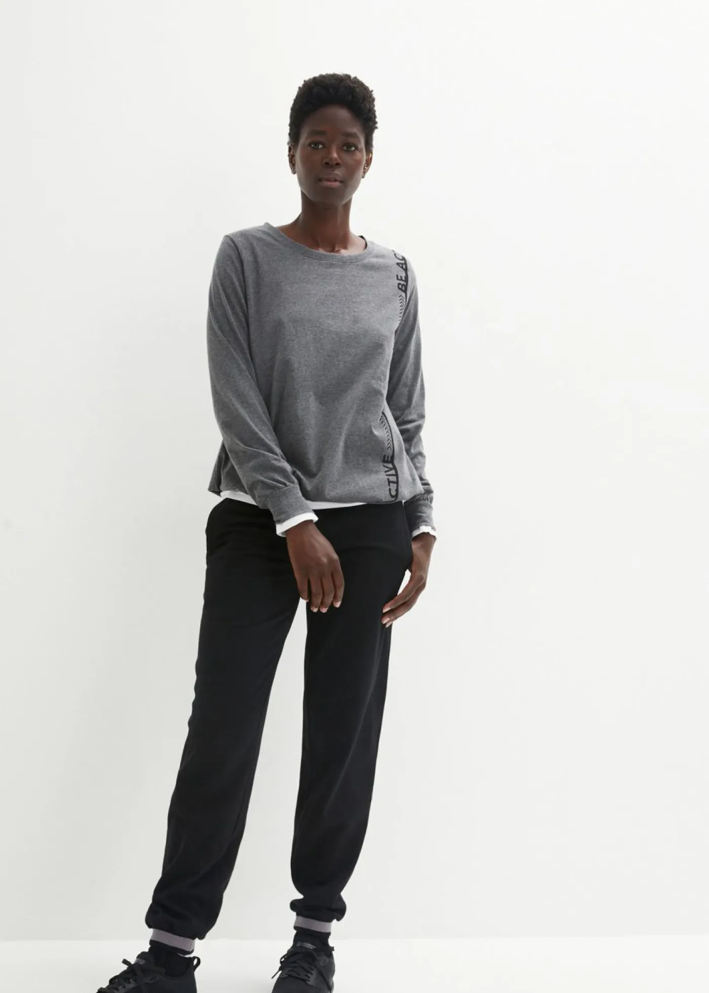 bonprix bonprix Camisetas>Camiseta deportiva holgada Gris jaspeado