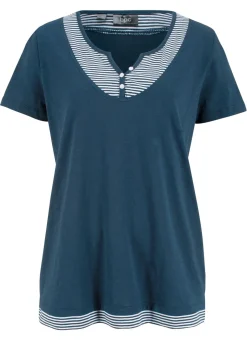 bonprix bonprix Camisetas>Camiseta efecto 2 en 1, manga corta Azul marino de rayas