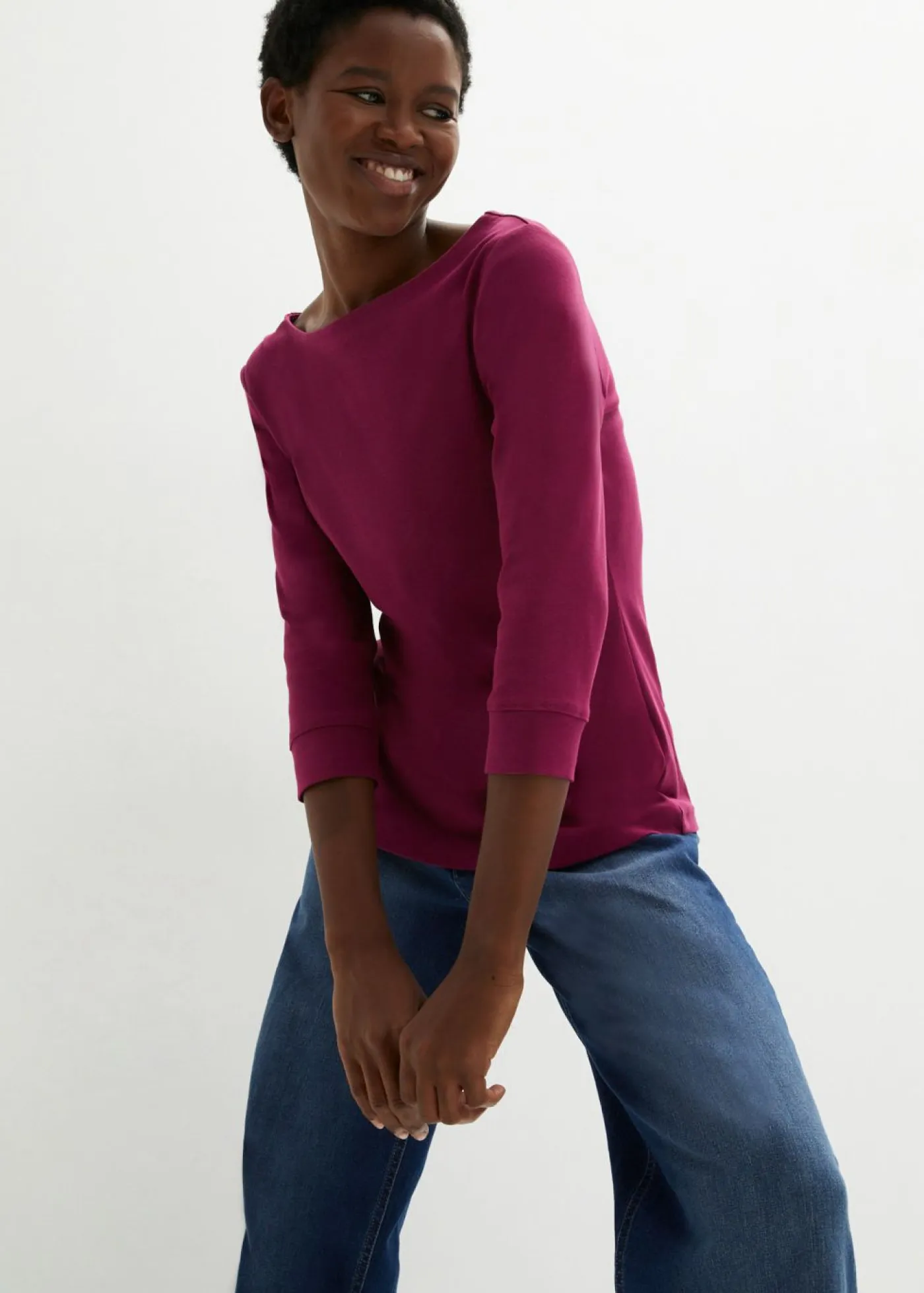 Mujer bonprix bonprix Camiseta elástica con escote en forma de U