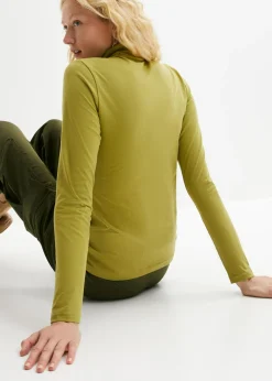 Mujer bonprix bonprix Camiseta elástica de cuello vuelto y manga larga