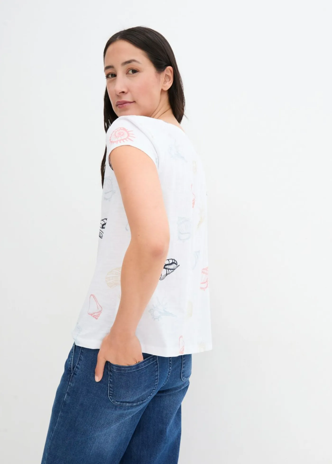 Mujer bonprix bonprix Camiseta estampada de algodón orgánico con cuello redondo