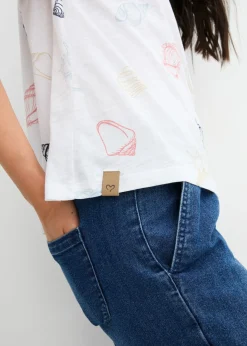 Mujer bonprix bonprix Camiseta estampada de algodón orgánico con cuello redondo