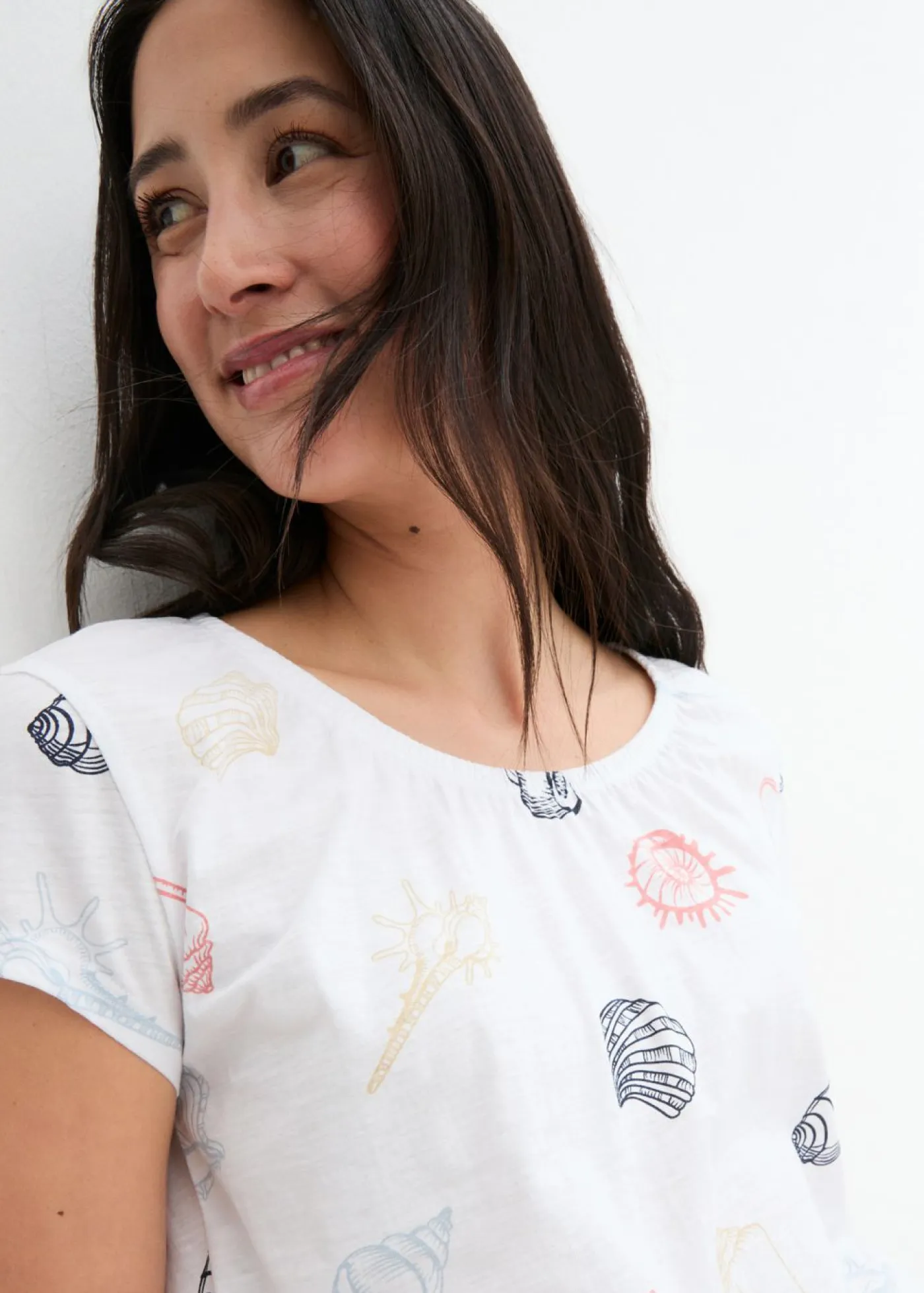 Mujer bonprix bonprix Camiseta estampada de algodón orgánico con cuello redondo