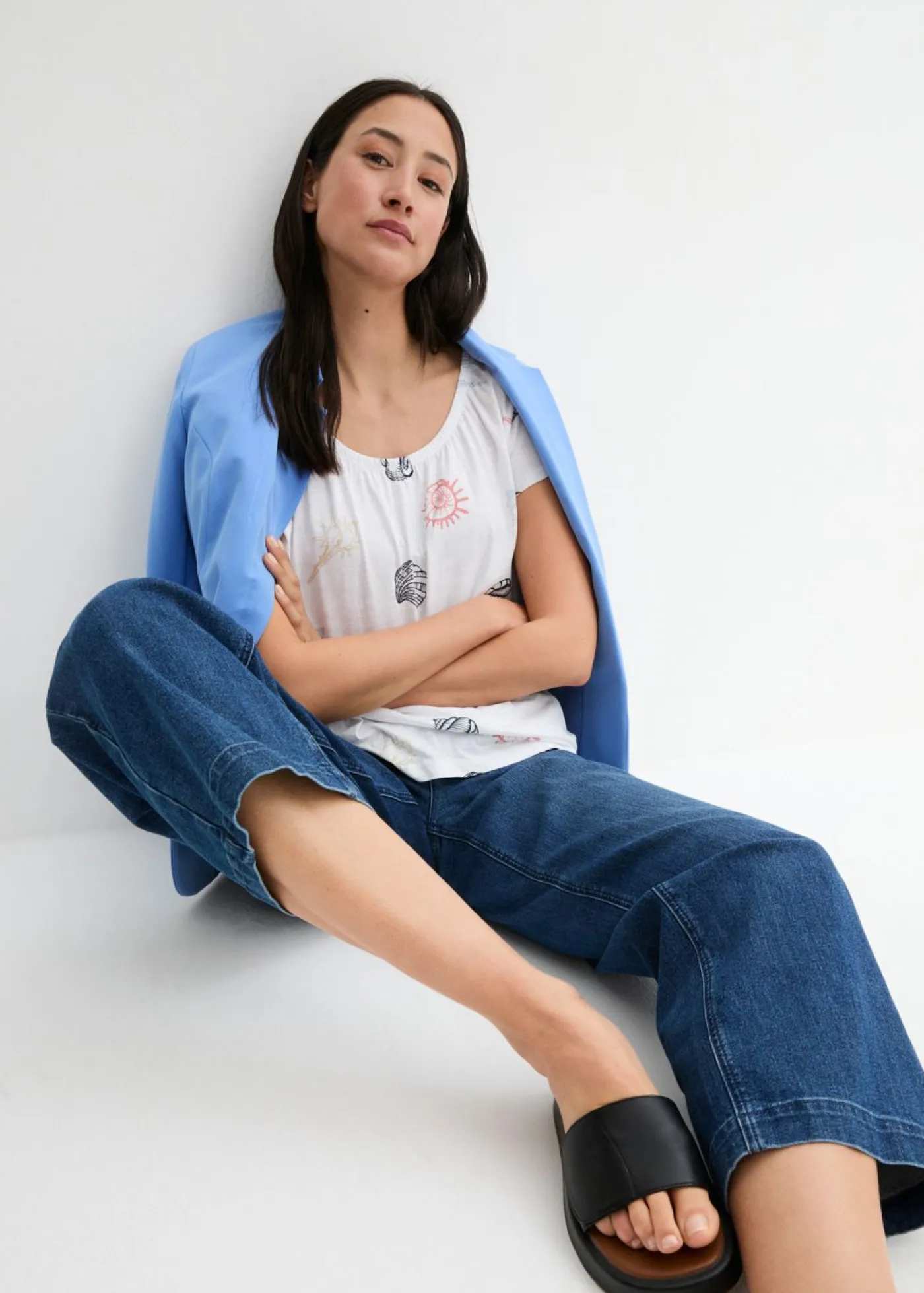 Mujer bonprix bonprix Camiseta estampada de algodón orgánico con cuello redondo