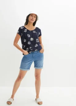 Mujer bonprix bonprix Camiseta estampada de algodón orgánico con cuello redondo