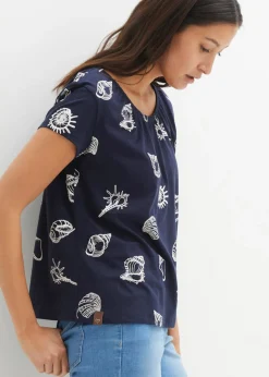 Mujer bonprix bonprix Camiseta estampada de algodón orgánico con cuello redondo