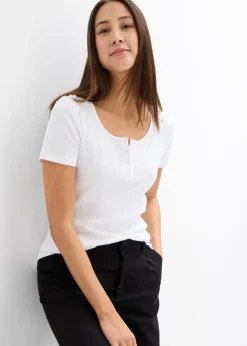 Mujer bonprix bonprix Camiseta henley con algodón orgánico puro