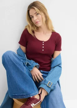 Mujer bonprix bonprix Camiseta henley con algodón orgánico puro