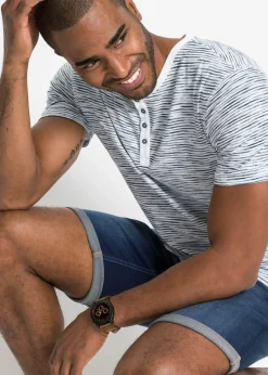 Hombre bonprix bonprix Camiseta henley de algodón puro con manga corta