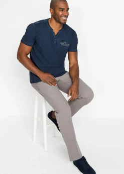 Hombre bonprix bonprix Camiseta henley de algodón orgánico puro con manga corta y aspecto lavado