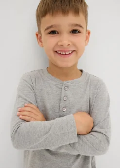 Niños bonprix bonprix Camiseta henley de manga larga con algodón orgánico (2 unidades)