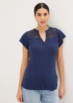 Mujer bonprix bonprix Camiseta henley de mezcla de viscosa
